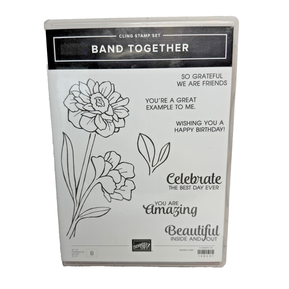 Stampin' Up! Band Together Cling Stamp Set 149231 Flowers Celebrate Friends NEW